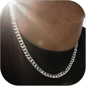 Miami Cuban Link Chain Necklace for Men Gold Plated 6mm-steel Stainless Steel